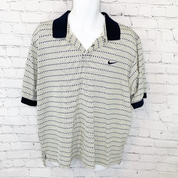 Nike Other - NIKE YELLOW NAVY BLUE PRINT GOLF POLO SHIRT - L